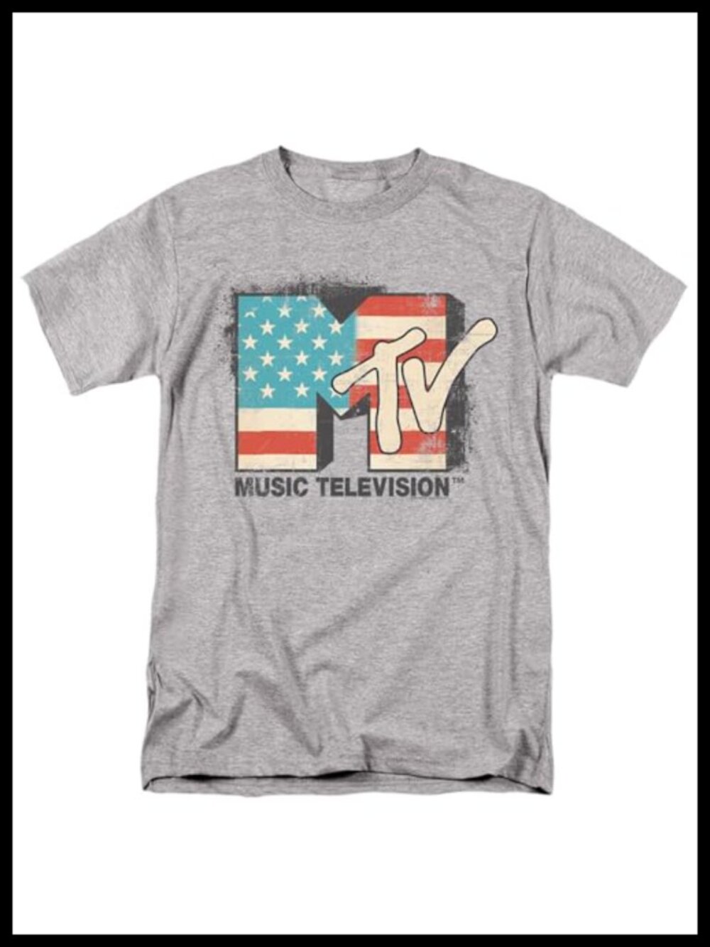 Popfunk Unisex Adult MTV American Logo Graphic T-Shirt 100% Cotton Short Sleeve